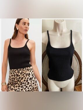 Ann Taylor  Ribbed Scooped Neck Tank Top S